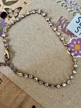 💗💗💗vintage estate sale gold  plated untested Crystal Tennis Bracelet
